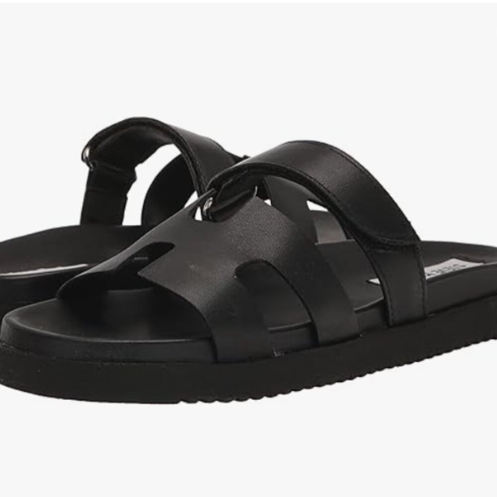 Steve Madden Black Leather Slide Sandals